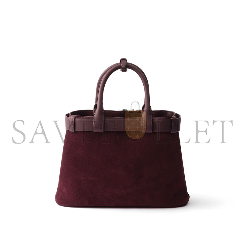 PRADA BUCKLE MEDIUM SUEDE BAG WITH BELT 1BA434 (32*23*11cm)